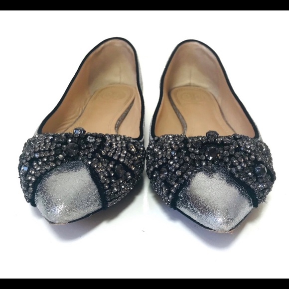 TORY BURCH ‘Vanessa’ Embellished Crystal Bow Flat 5.5 - Picture 11 of 13